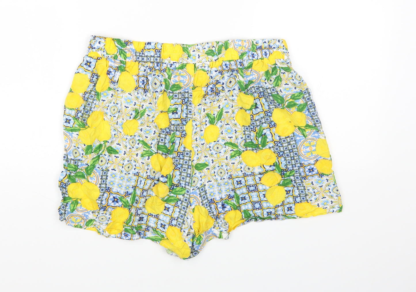 Primark Womens Multicoloured Geometric Vinyl Hot Pants Shorts Size 14 Regular Tie