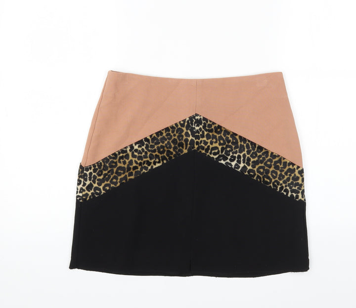 River Island Womens Multicoloured Striped Cotton Mini Skirt Size 8 Zip