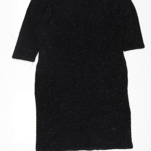 River Island Womens Black Polyester Shift Size 12 Square Neck Pullover