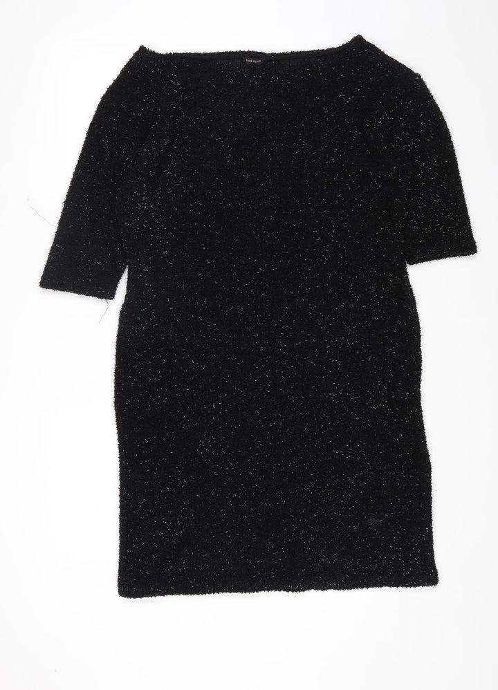 River Island Womens Black Polyester Shift Size 12 Square Neck Pullover