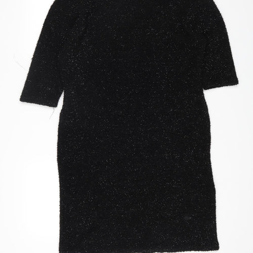 River Island Womens Black Polyester Shift Size 12 Square Neck Pullover