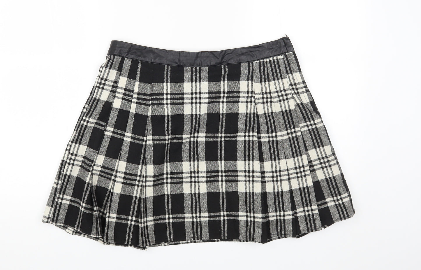 Primark Womens Multicoloured Check Polyester Mini Skirt Size 12 Zip