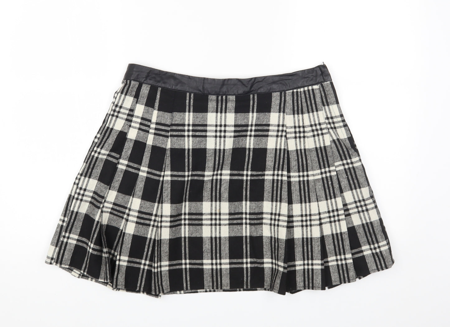 Primark Womens Multicoloured Check Polyester Mini Skirt Size 12 Zip