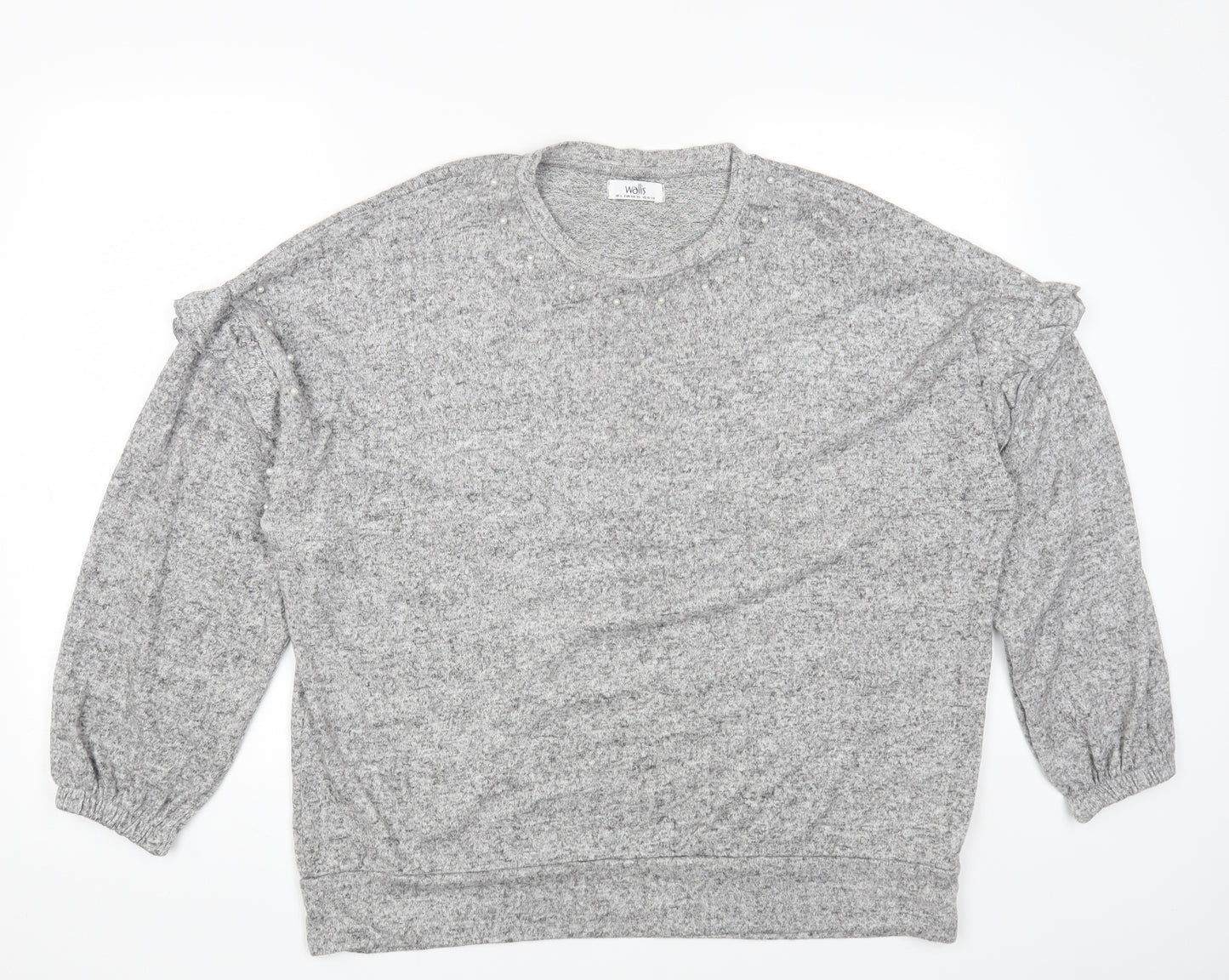 Wallis Womens Grey Viscose Basic T-Shirt Size L Round Neck