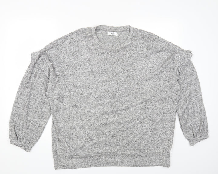 Wallis Womens Grey Viscose Basic T-Shirt Size L Round Neck