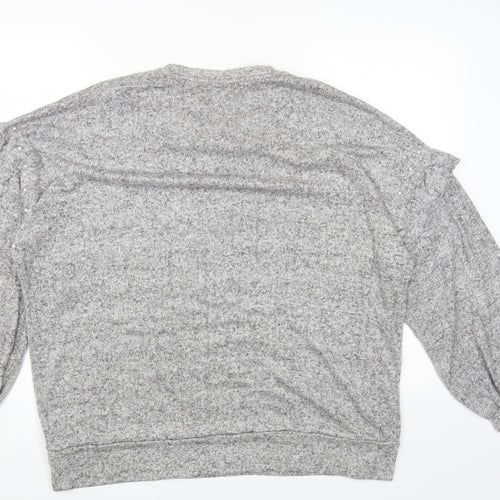 Wallis Womens Grey Viscose Basic T-Shirt Size L Round Neck