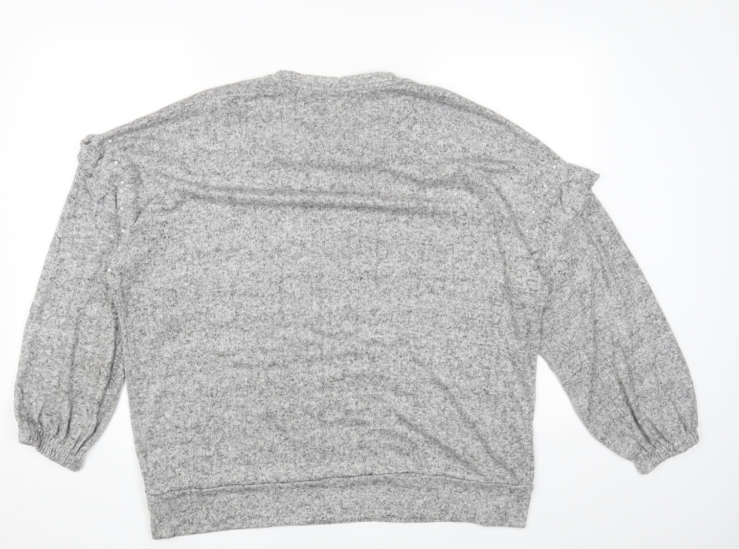 Wallis Womens Grey Viscose Basic T-Shirt Size L Round Neck