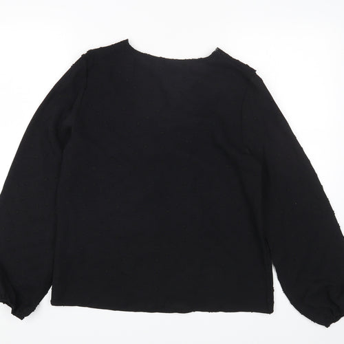 SheIn Womens Black Polyester Basic T-Shirt Size S V-Neck