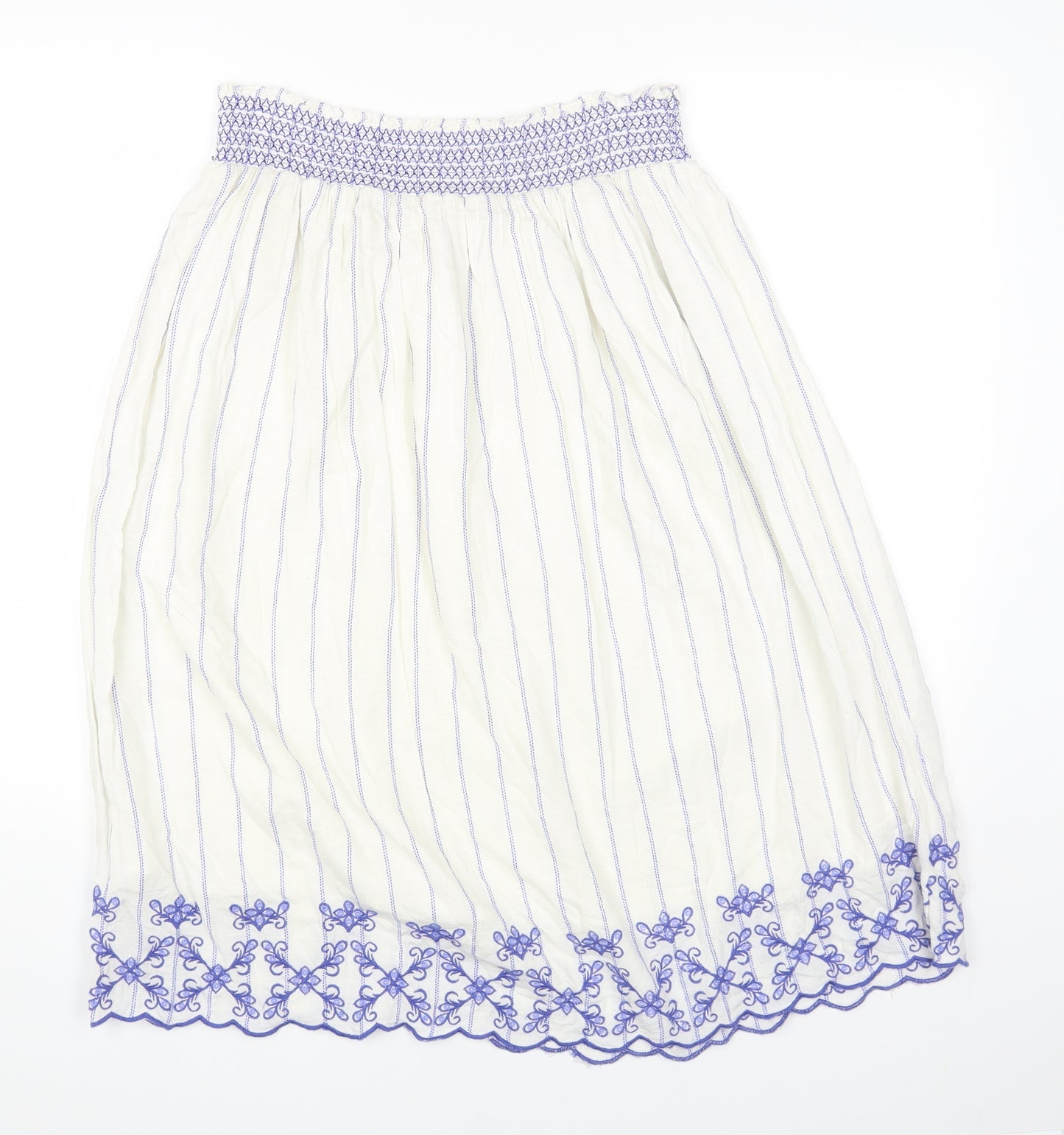 Marks and Spencer Womens White Geometric Polyester A-Line Skirt Size 16