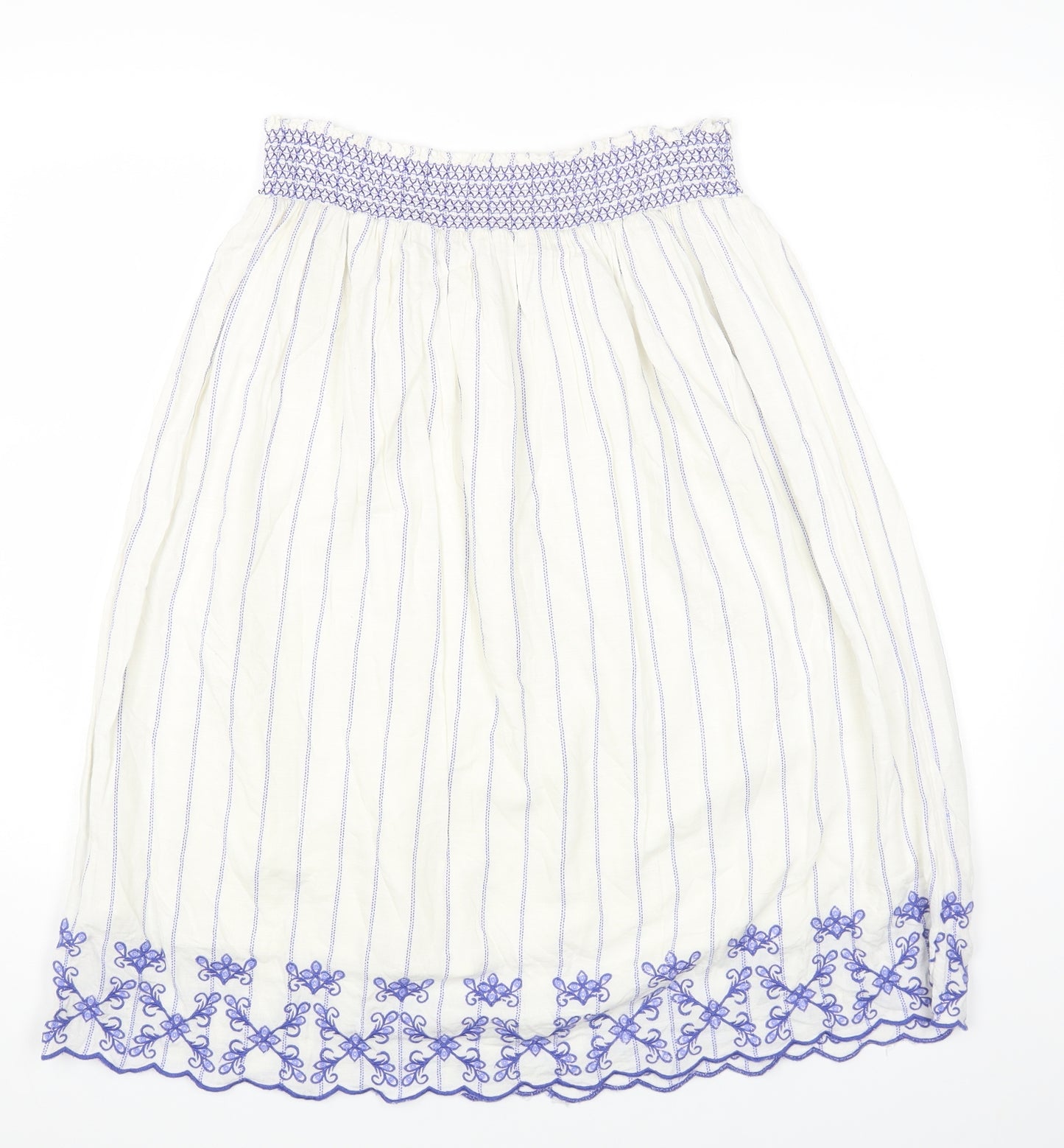 Marks and Spencer Womens White Geometric Polyester A-Line Skirt Size 16