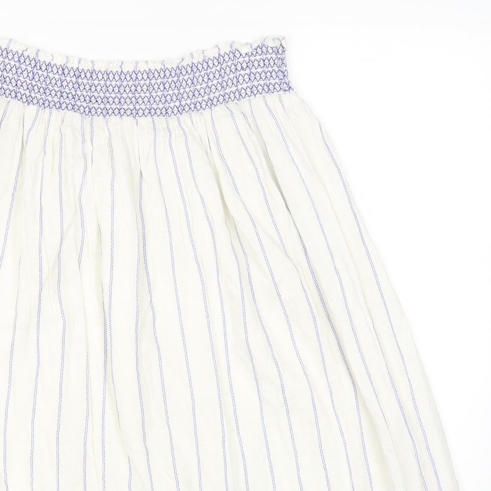 Marks and Spencer Womens White Geometric Polyester A-Line Skirt Size 16