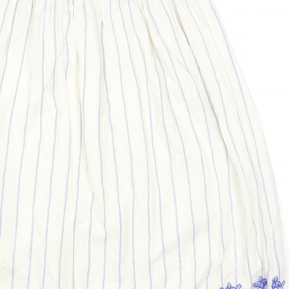 Marks and Spencer Womens White Geometric Polyester A-Line Skirt Size 16