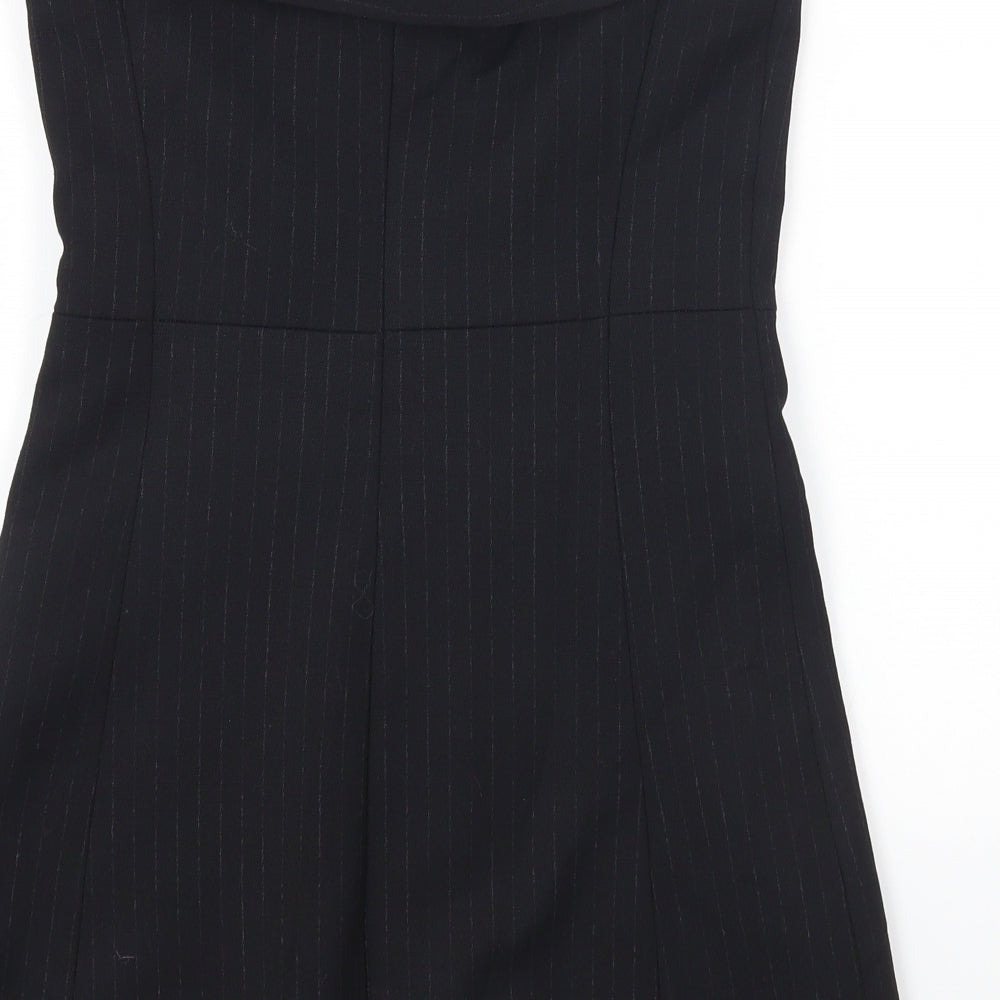 Zara Womens Black Viscose Bodycon Size XL Off the Shoulder Button