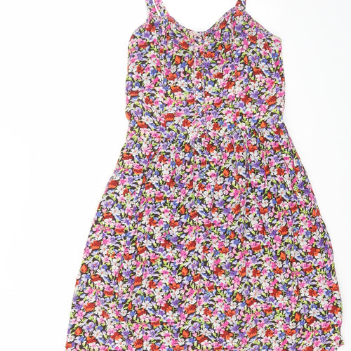 New Look Womens Multicoloured Floral Viscose Fit & Flare Size 6 Sweetheart Pullover