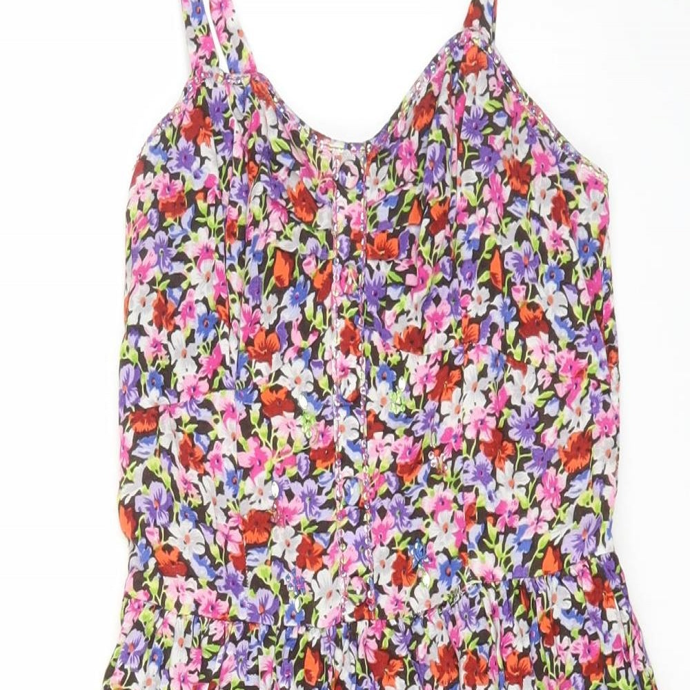 New Look Womens Multicoloured Floral Viscose Fit & Flare Size 6 Sweetheart Pullover