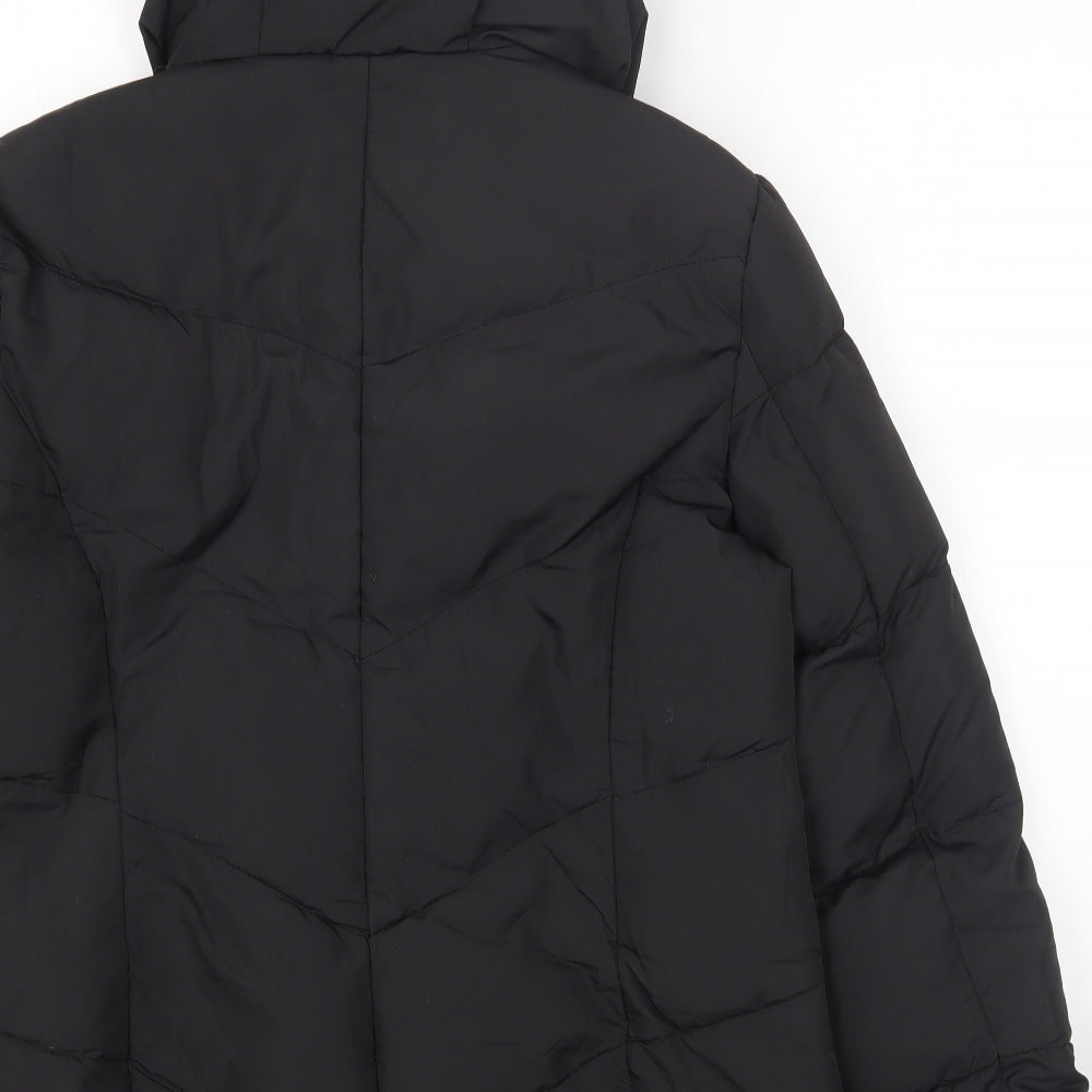 Denim & Co. Womens Black Puffer Jacket Jacket Size 12 Zip