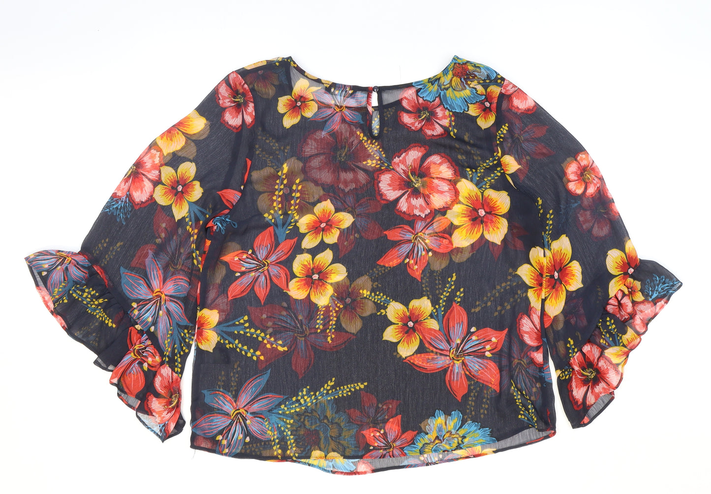 Papaya Womens Multicoloured Floral Polyester Basic Blouse Size 16 Boat Neck