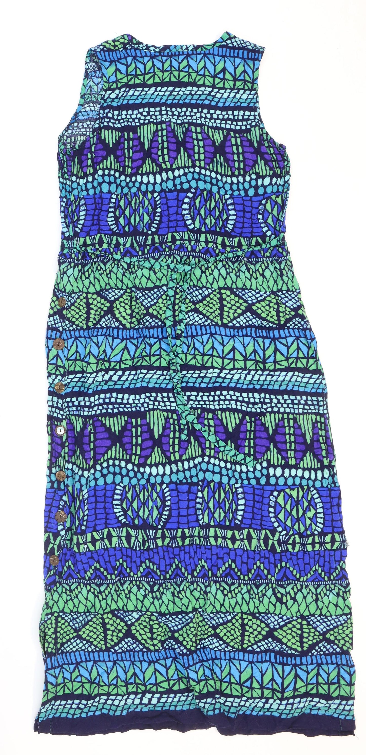R&K Womens Multicoloured Geometric Rayon Maxi Size 8 Round Neck Tie