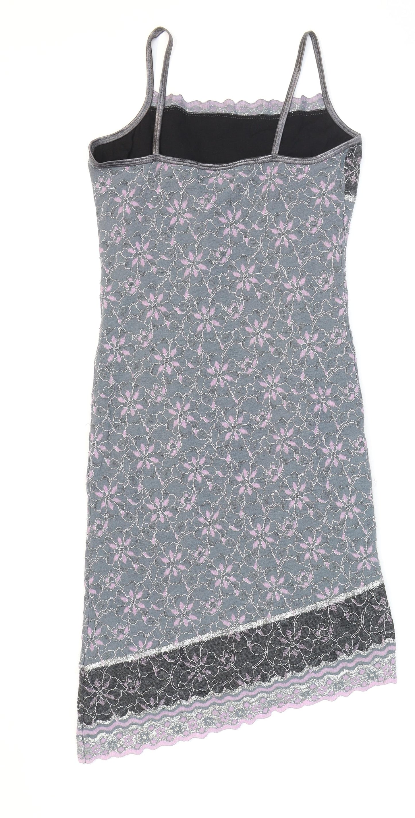 Jane Norman Womens Multicoloured Floral Nylon Bodycon Size M Square Neck Pullover - Size M/L. Asymmetric