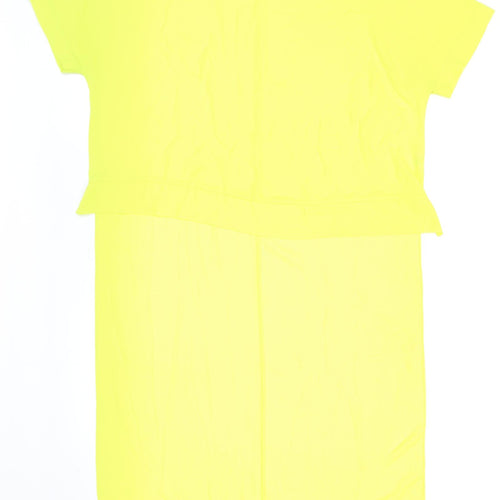 River Island Womens Yellow Polyester Basic Blouse Size 14 Boat Neck - Cropped front