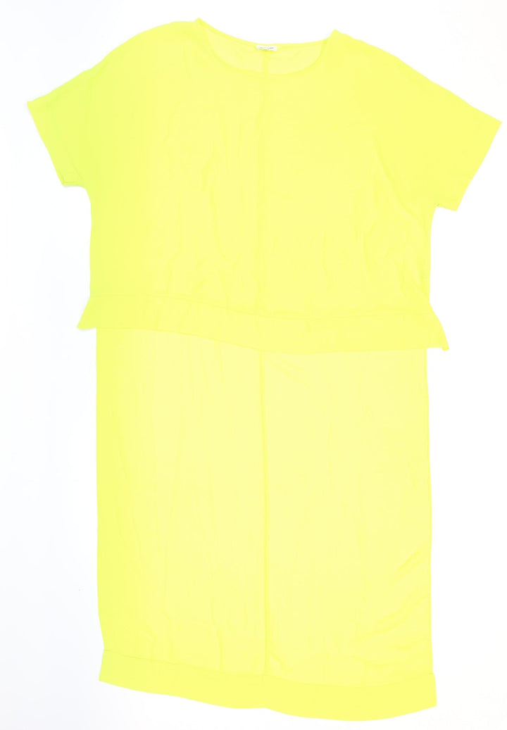 River Island Womens Yellow Polyester Basic Blouse Size 14 Boat Neck - Cropped front