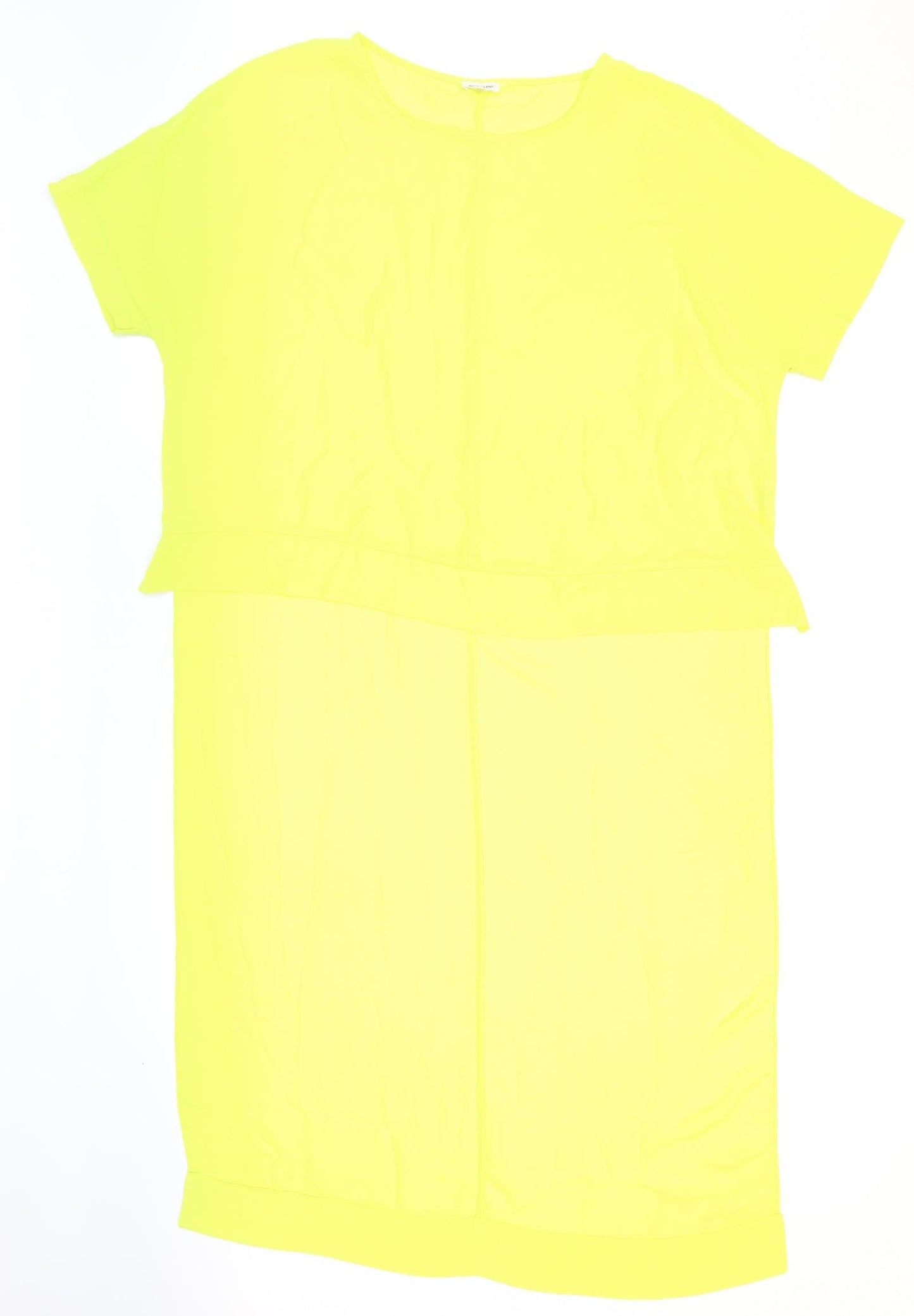 River Island Womens Yellow Polyester Basic Blouse Size 14 Boat Neck - Cropped front