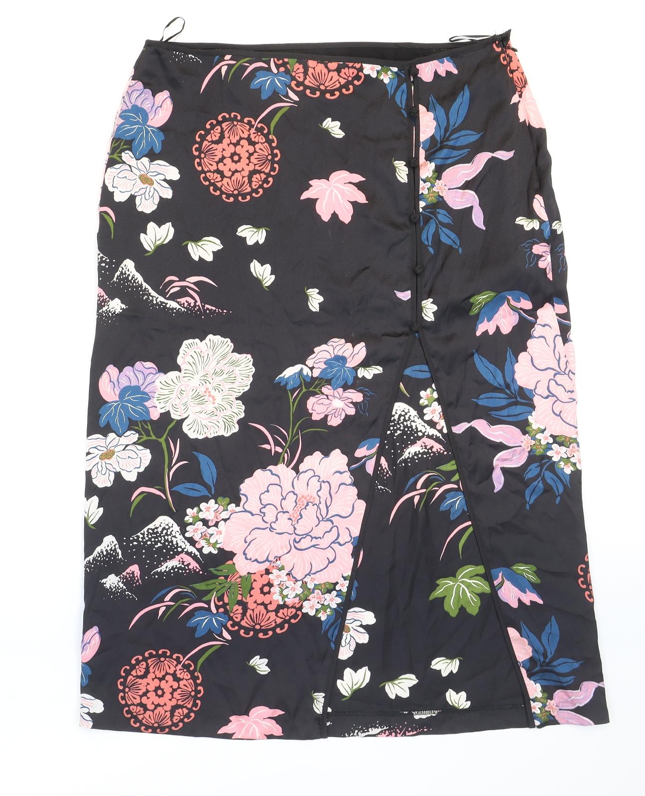 Zara Womens Multicoloured Floral Polyester Maxi Skirt Size XL Zip