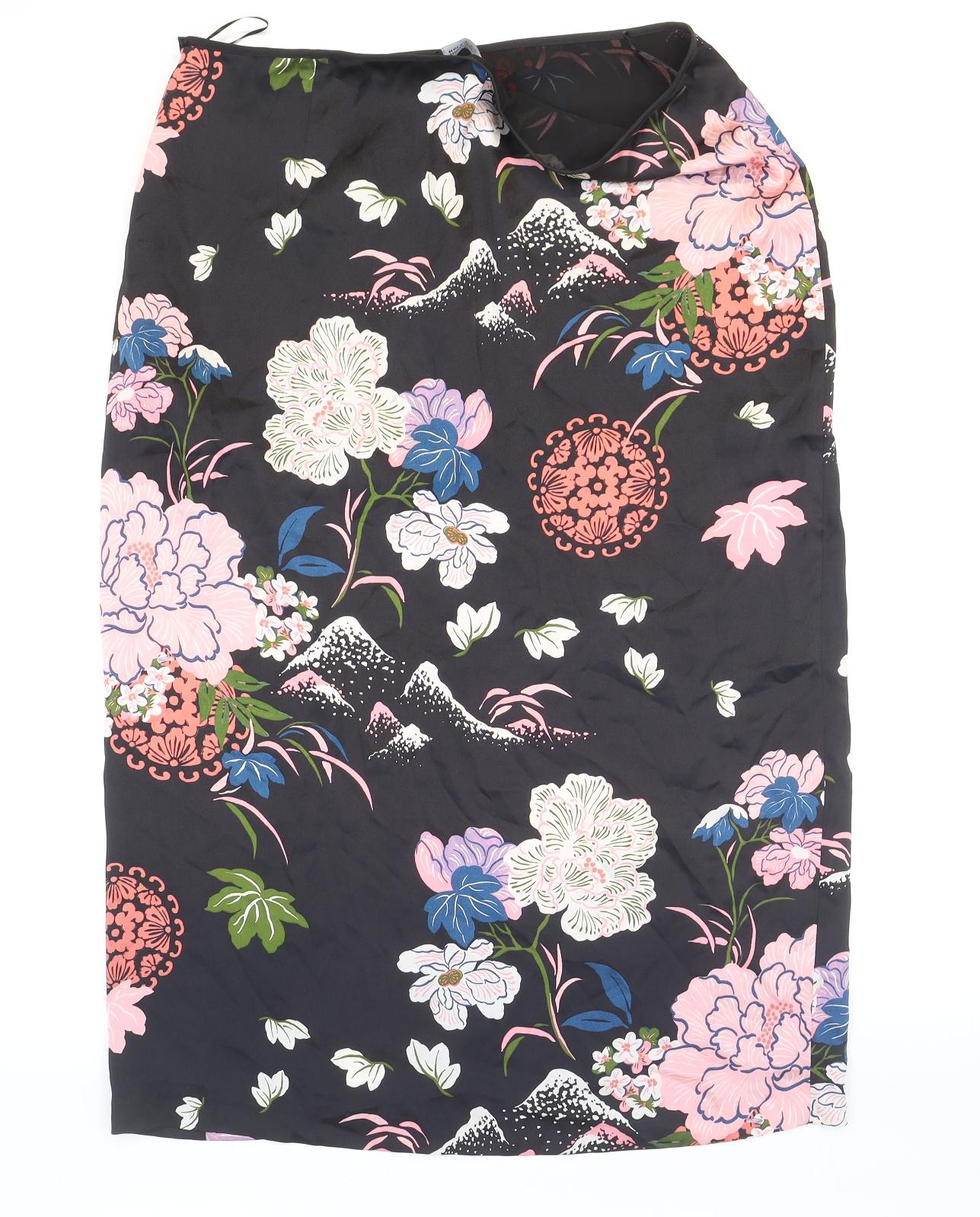 Zara Womens Multicoloured Floral Polyester Maxi Skirt Size XL Zip