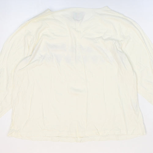 A la Maison Womens White Geometric 100% Cotton Basic T-Shirt Size 18 Round Neck