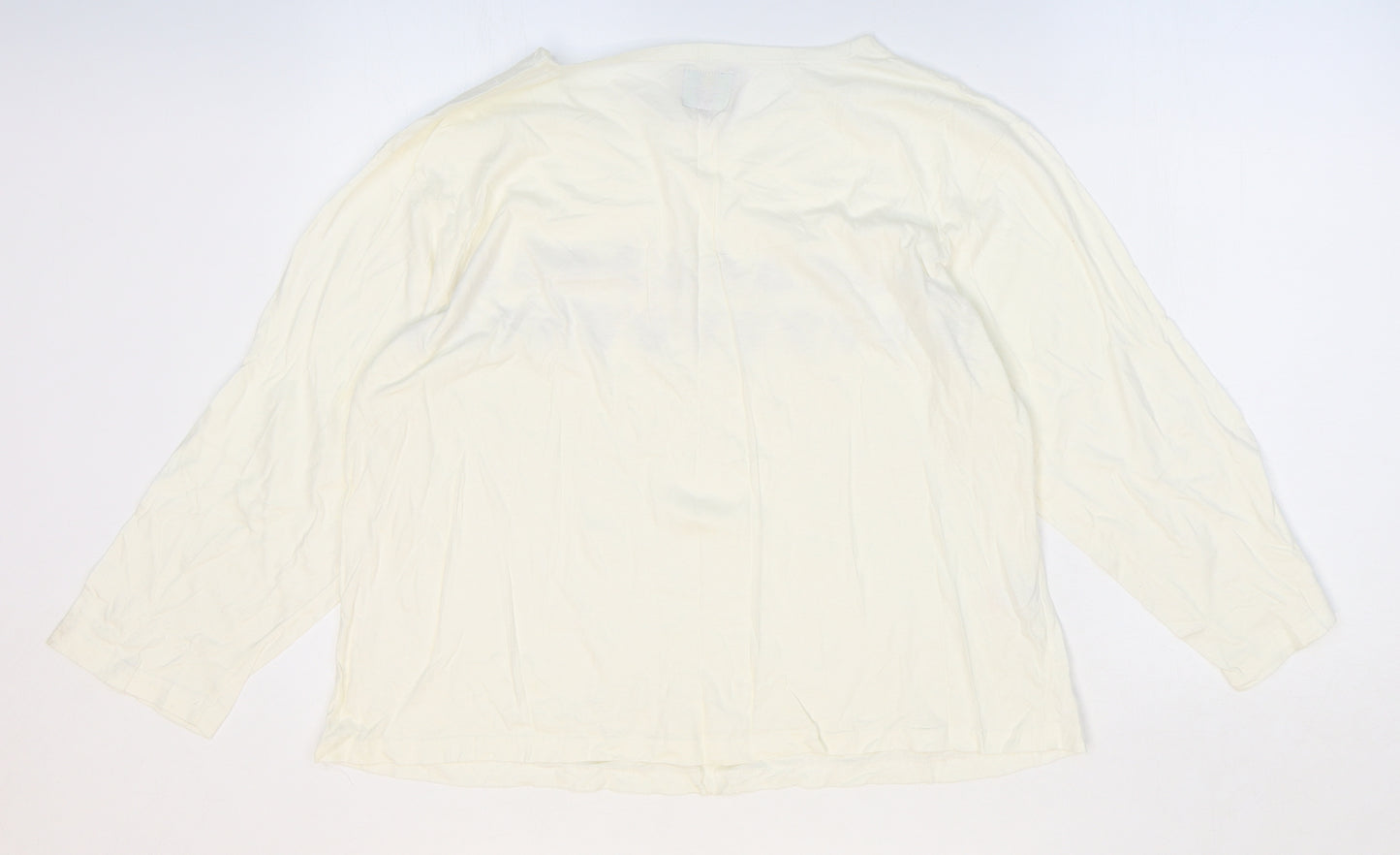 A la Maison Womens White Geometric 100% Cotton Basic T-Shirt Size 18 Round Neck