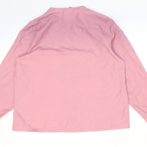 Ashley Hall Womens Pink Polyester Basic Button-Up Size 10 Round Neck
