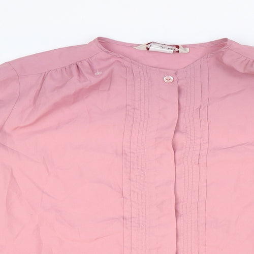 Ashley Hall Womens Pink Polyester Basic Button-Up Size 10 Round Neck