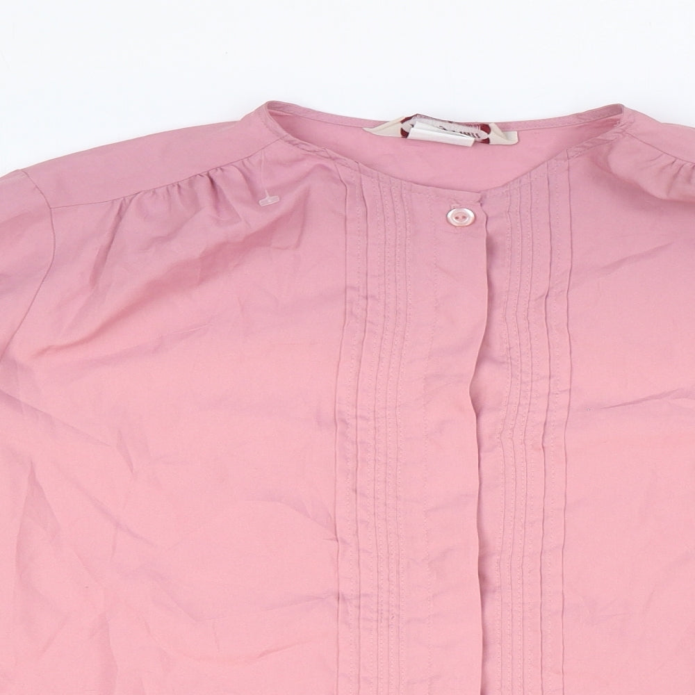 Ashley Hall Womens Pink Polyester Basic Button-Up Size 10 Round Neck