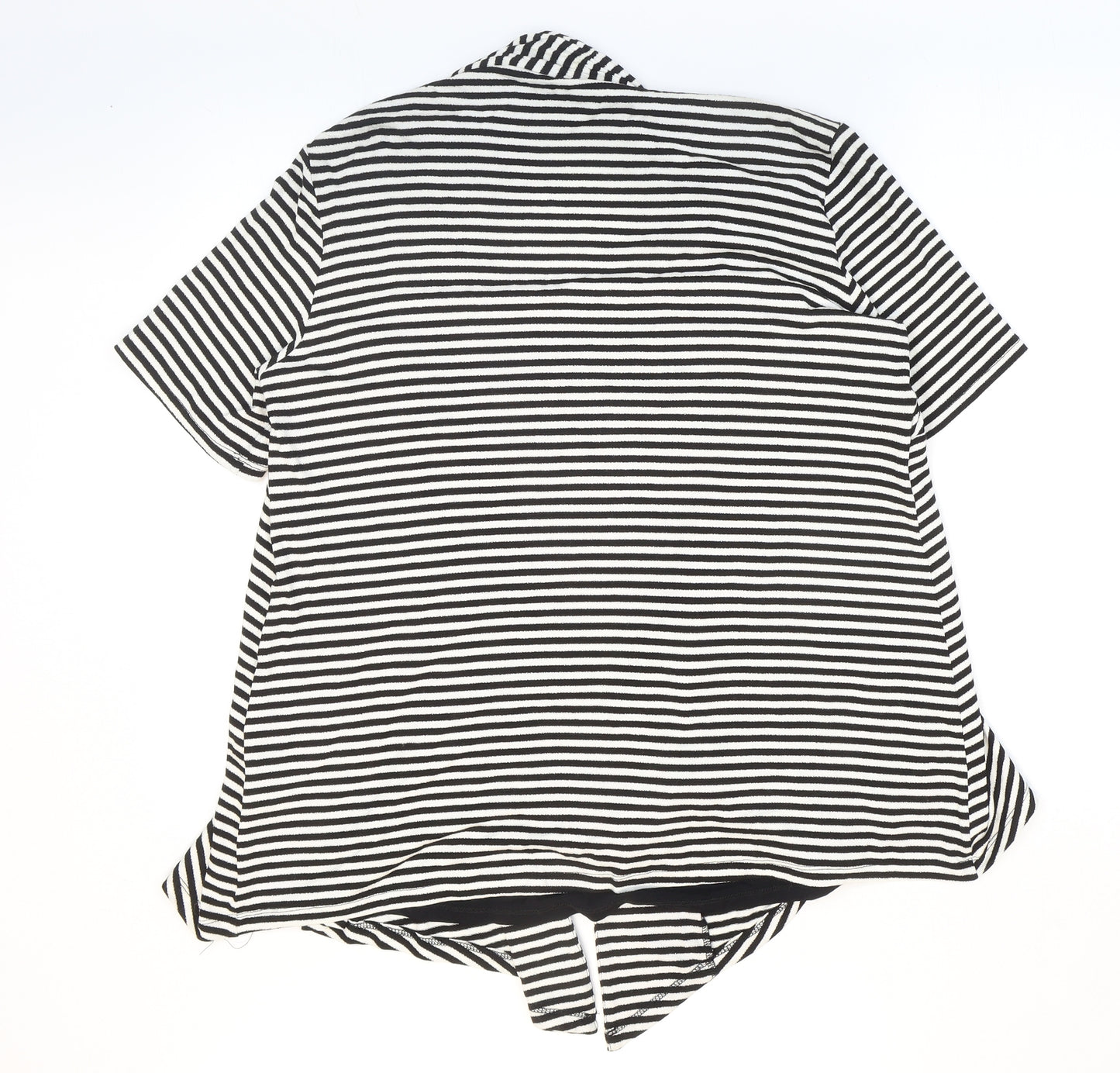 Ann Harvey Womens Black Striped Polyester Basic T-Shirt Size 16 Collared - 2-in-1 top
