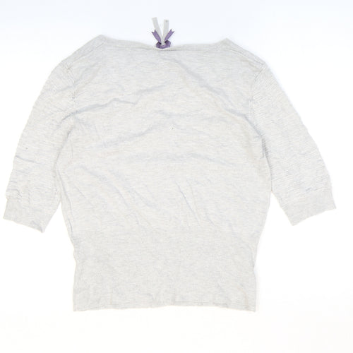 NEXT Womens Grey Scoop Neck Viscose Cardigan Jumper Size 12 - Ribbed