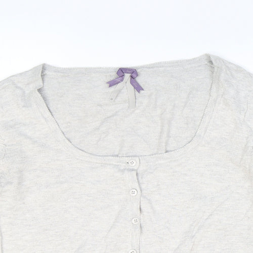 NEXT Womens Grey Scoop Neck Viscose Cardigan Jumper Size 12 - Ribbed