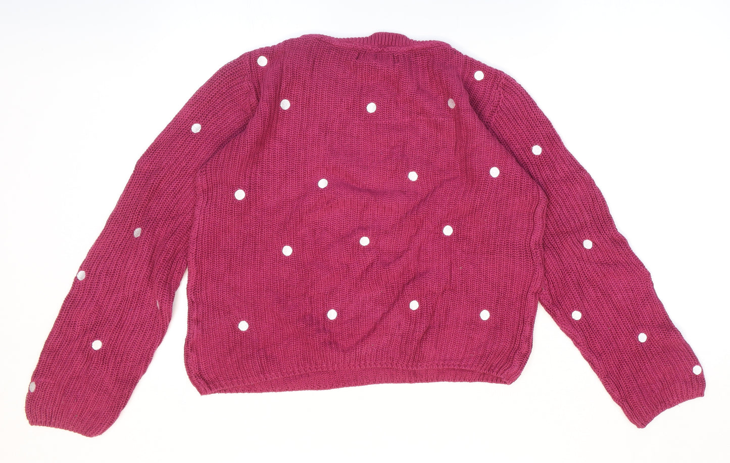 Amara Womens Pink Round Neck Polka Dot 100% Cotton Pullover Jumper Size 10