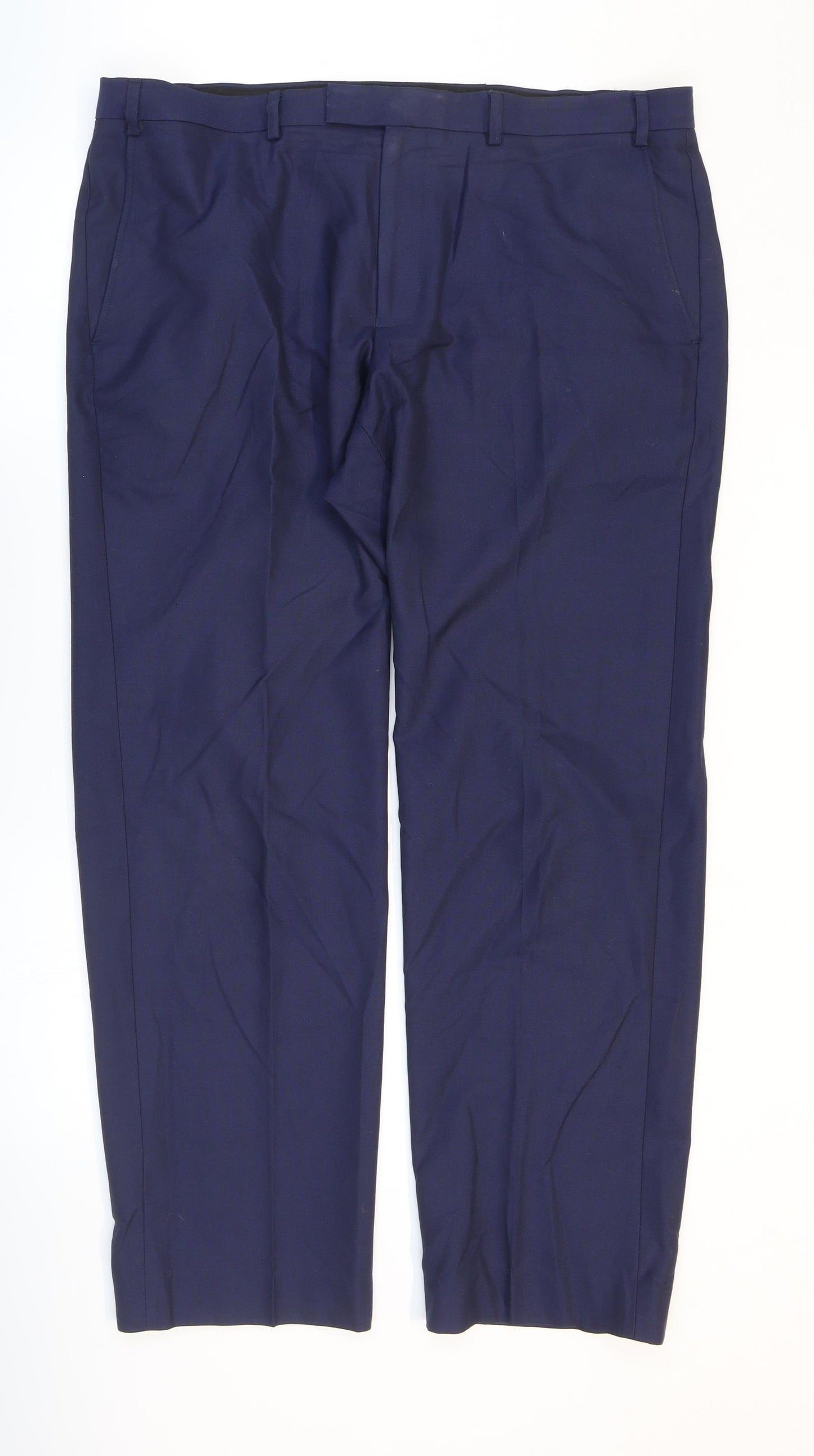 Marks and Spencer Mens Blue Polyester Dress Pants Trousers Size 38 in L29 in Regular Zip