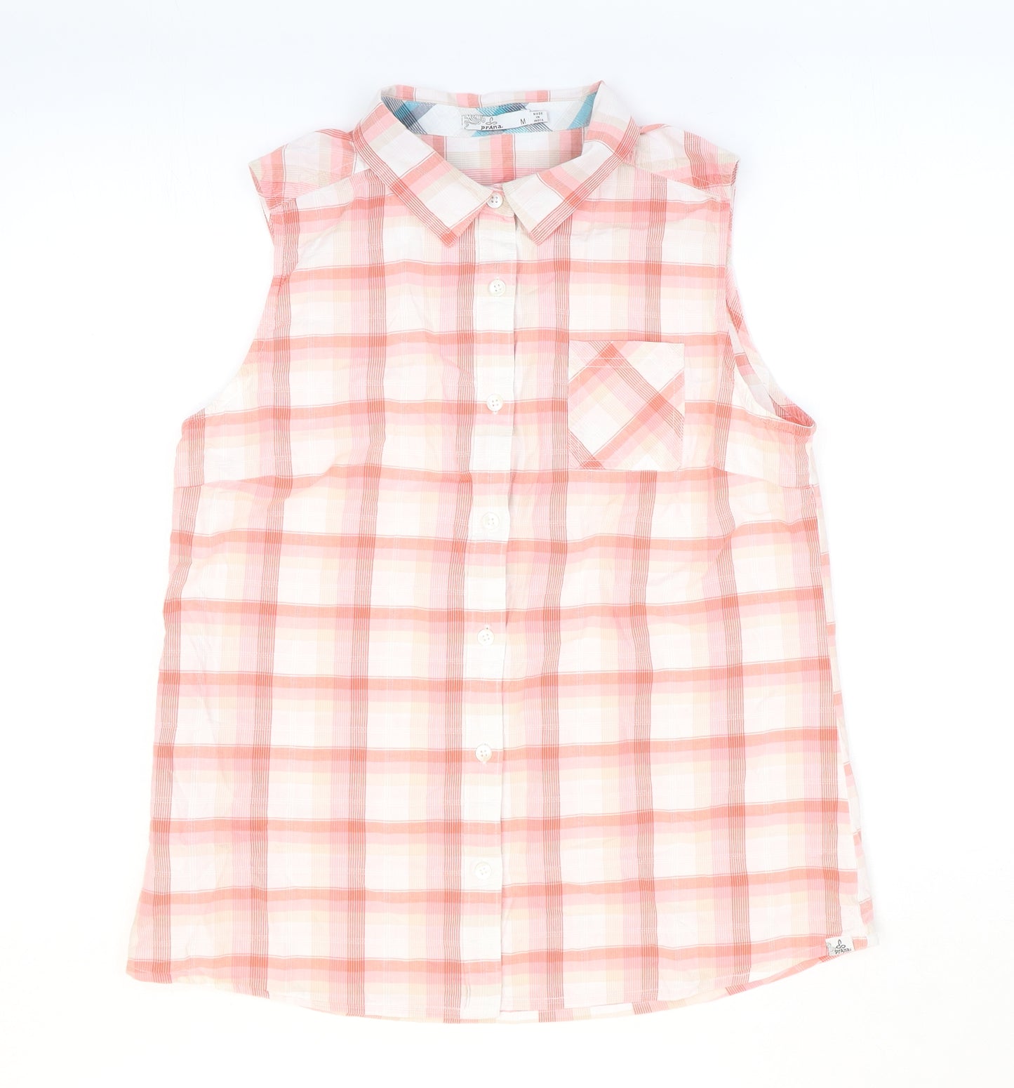 prAna Womens Multicoloured Plaid Cotton Basic Button-Up Size M Collared