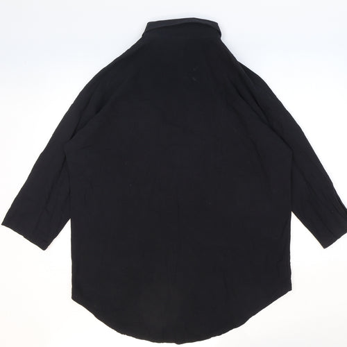 Shangyu Womens Black Polyester Basic Button-Up Size 12 Collared
