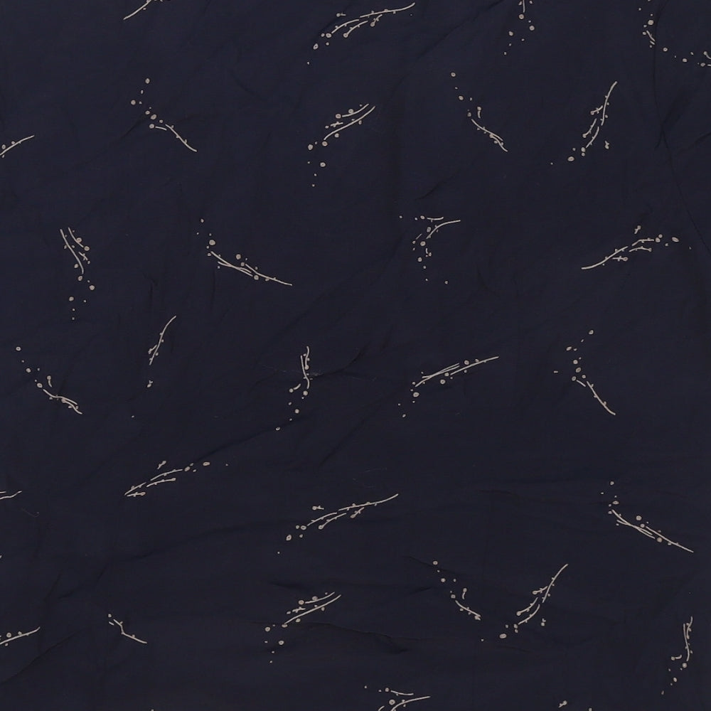 Marks and Spencer Womens Blue Floral Viscose Basic Button-Up Size 14 Collared