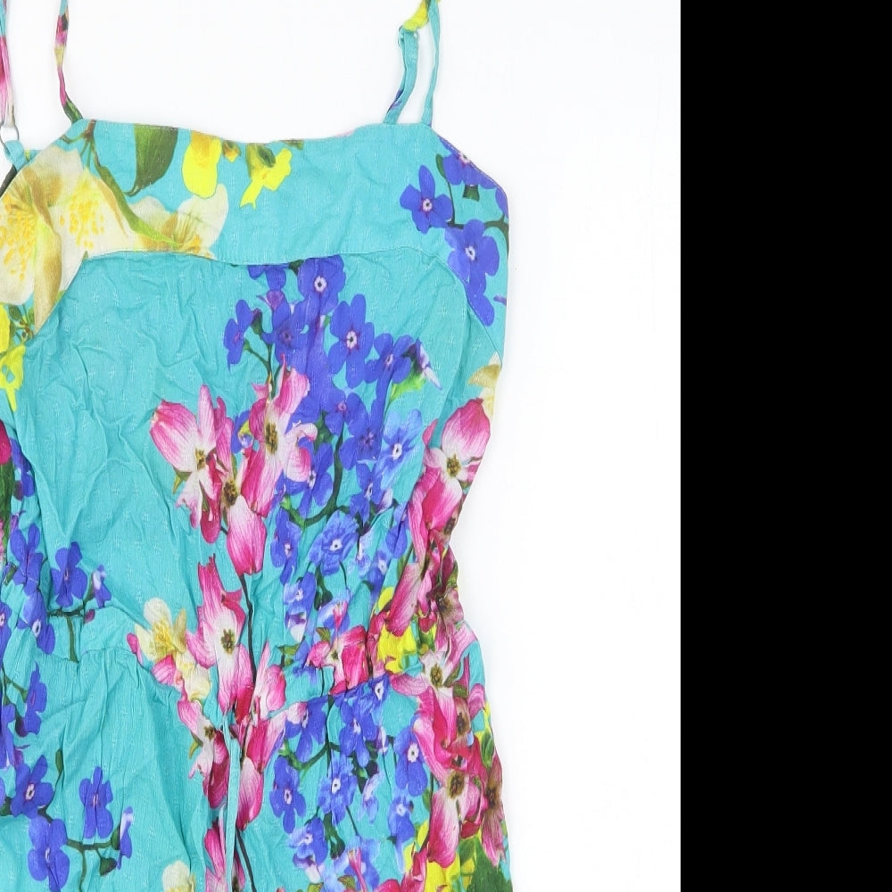 NEXT Womens Multicoloured Floral Viscose Mini Size 10 Off the Shoulder Pullover