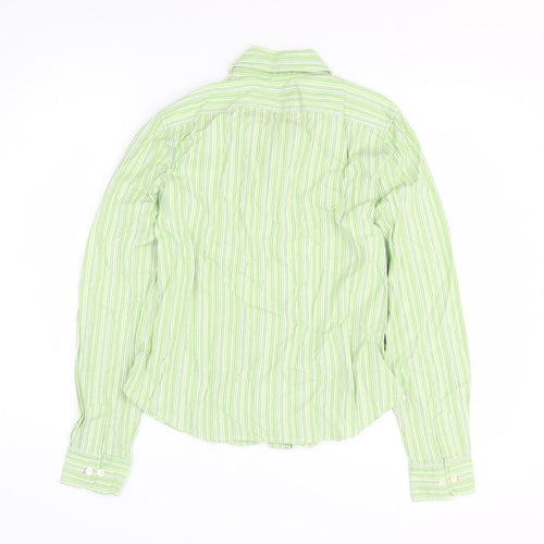 Gap Mens Green Striped Cotton Button-Up Size S Collared Button