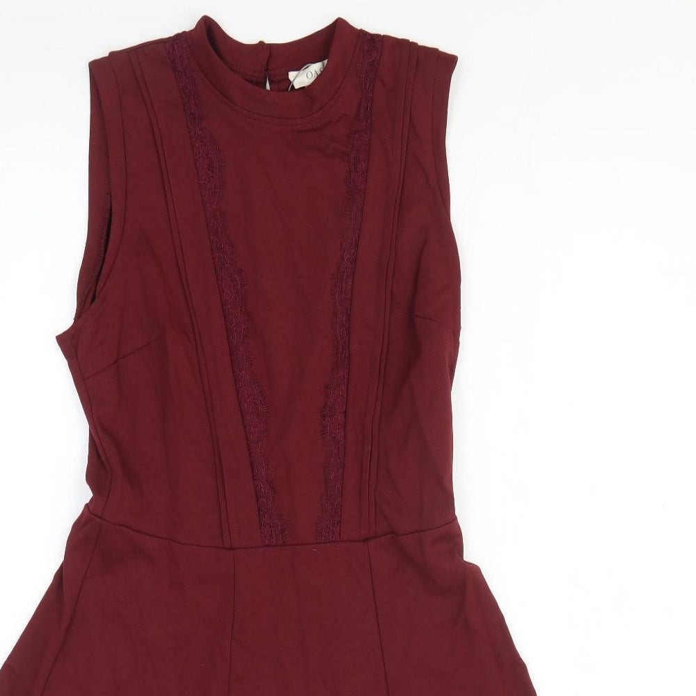 Oasis Womens Red Viscose Fit & Flare Size M Crew Neck Pullover