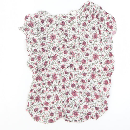 H&M Womens Multicoloured Floral Viscose Basic Blouse Size 8 Scoop Neck