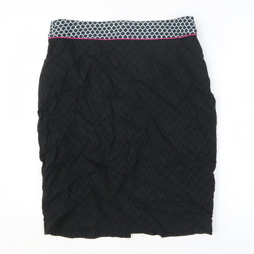 Clements Ribeiro Womens Black Cotton Straight & Pencil Skirt Size 14 Zip