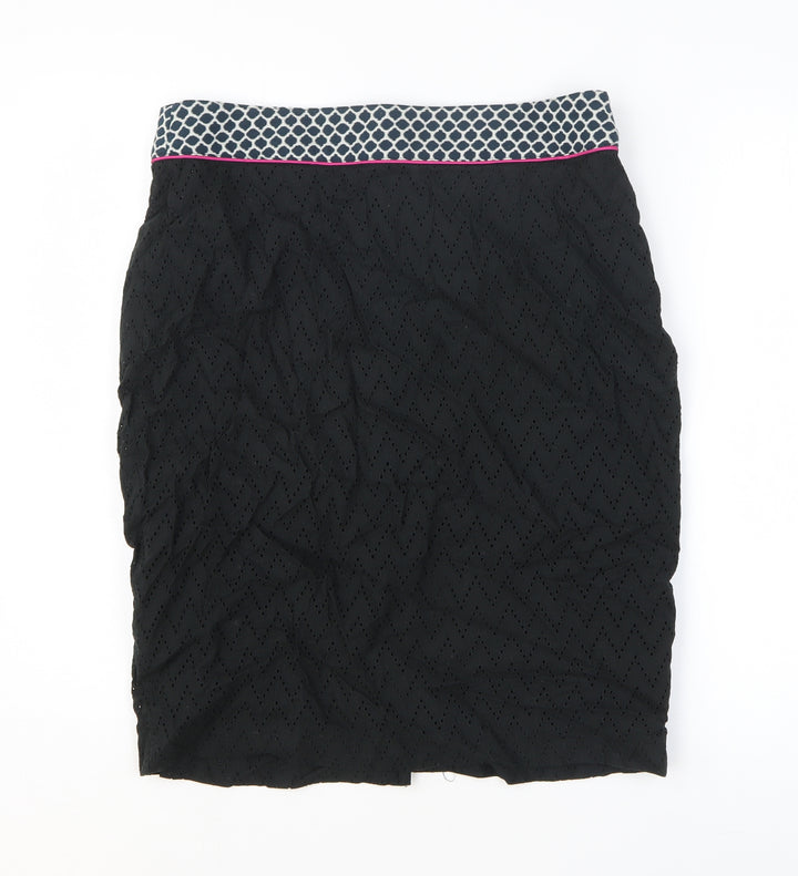 Clements Ribeiro Womens Black Cotton Straight & Pencil Skirt Size 14 Zip