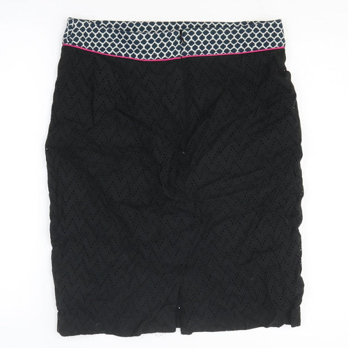 Clements Ribeiro Womens Black Cotton Straight & Pencil Skirt Size 14 Zip