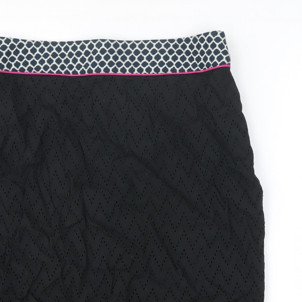 Clements Ribeiro Womens Black Cotton Straight & Pencil Skirt Size 14 Zip