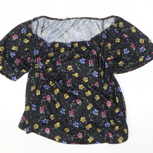 Papaya Womens Black Floral Polyester Basic Size 18 Off the Shoulder